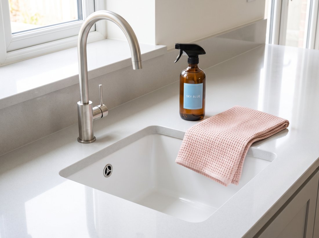 A sparkling clean kitchen counter
